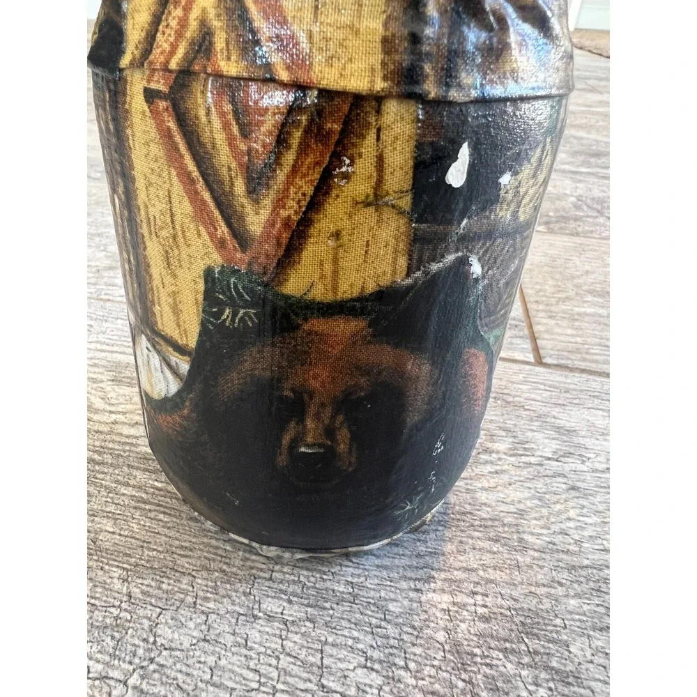 Hunting Man Cave Mason Jar Decoupage Handmade‎ Storage Hunting Wildlife Camo
